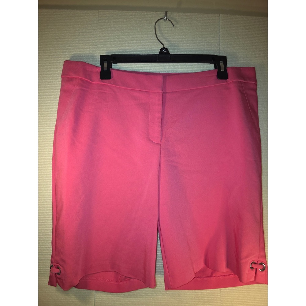 Rafaella Curvy Fit Pink Bermuda Shorts Womens 14 Hot Pink Knee Length Dressy